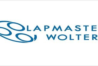 Unternehmenslogo von Lapmaster Wolter: Ein blaues Symbol aus drei versetzten Ringen links neben dem zweizeiligen, blauen Schriftzug.